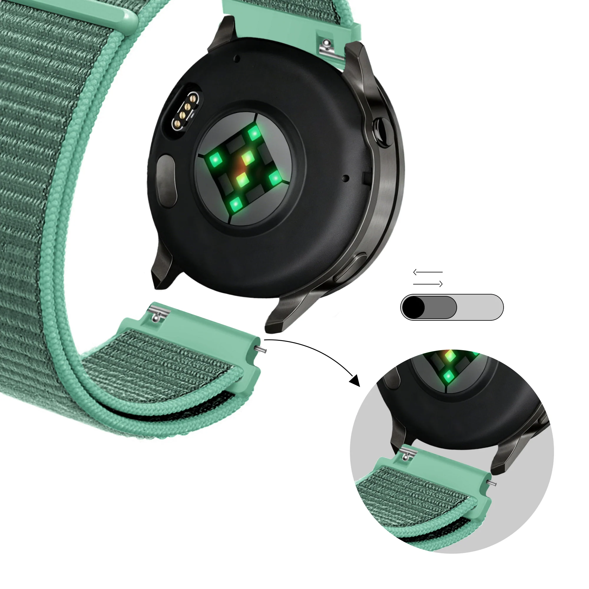 Bandz Garmin Forerunner 645 Nylon Loop Strap (Mint) - Image 4